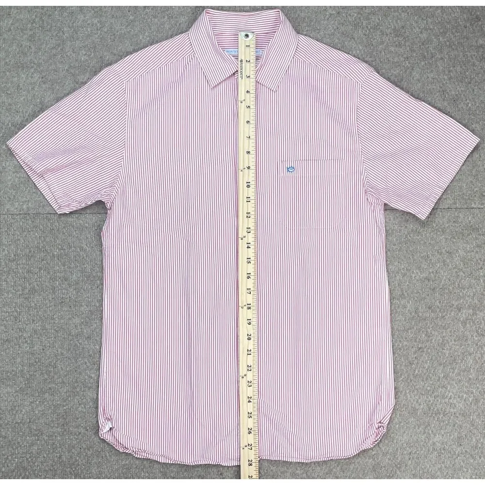 Southern Tide Tailored Fit Men's Striped Button Up Short Sleeve Shirt Size Small